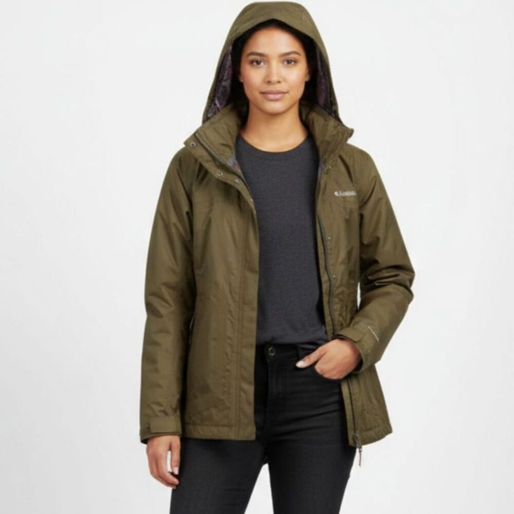 Columbia Women's Brown Windbreaker Long Sleeve Hoody Coat Jacket M